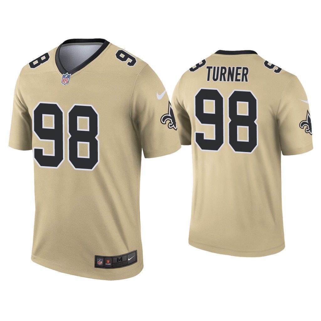 Men New Orleans Saints 98 Payton Turner Nike Gold Inverted Legend NFL Jersey